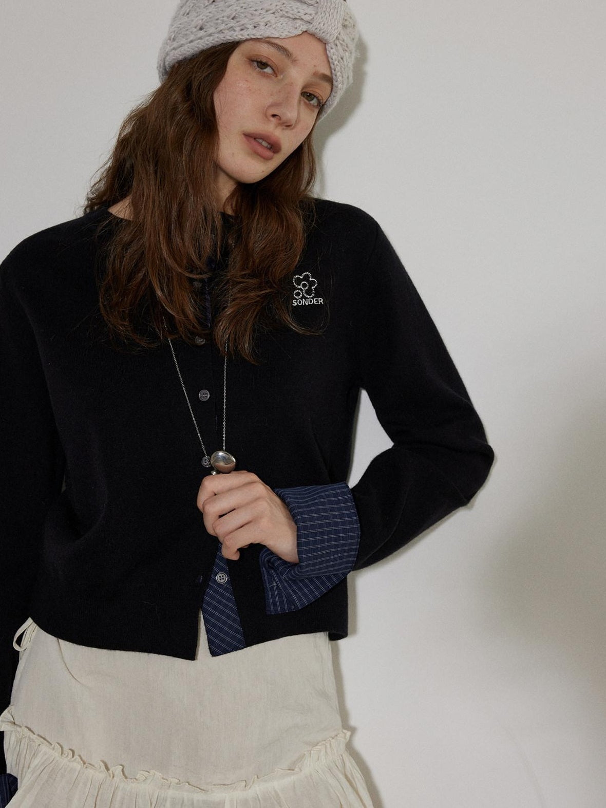 Lofi choose Soft Acrylic Loose Commuter Round Neck Button Long Sleeve Women Knit Cardigans