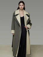 unspoken Minimal Commuter Oversized Long Notch Collar Olive Green Wool Blend Wool Coats