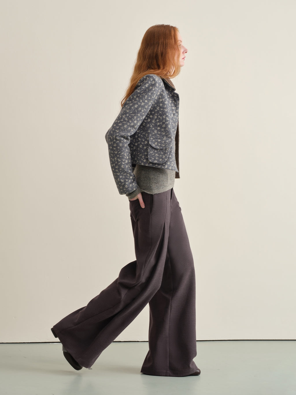 someonesometimes Wrinkle Resistant Minimal Workwear Natural Waist Women Purple Straight Pants