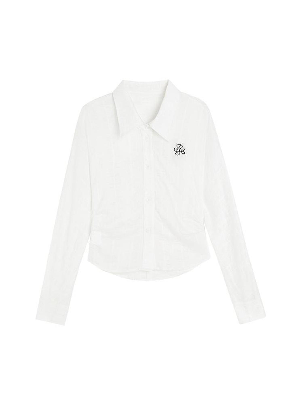 ikyou Uv Protection Embroidered Slim Lyocell Collared Long Sleeve Office Women Shirts