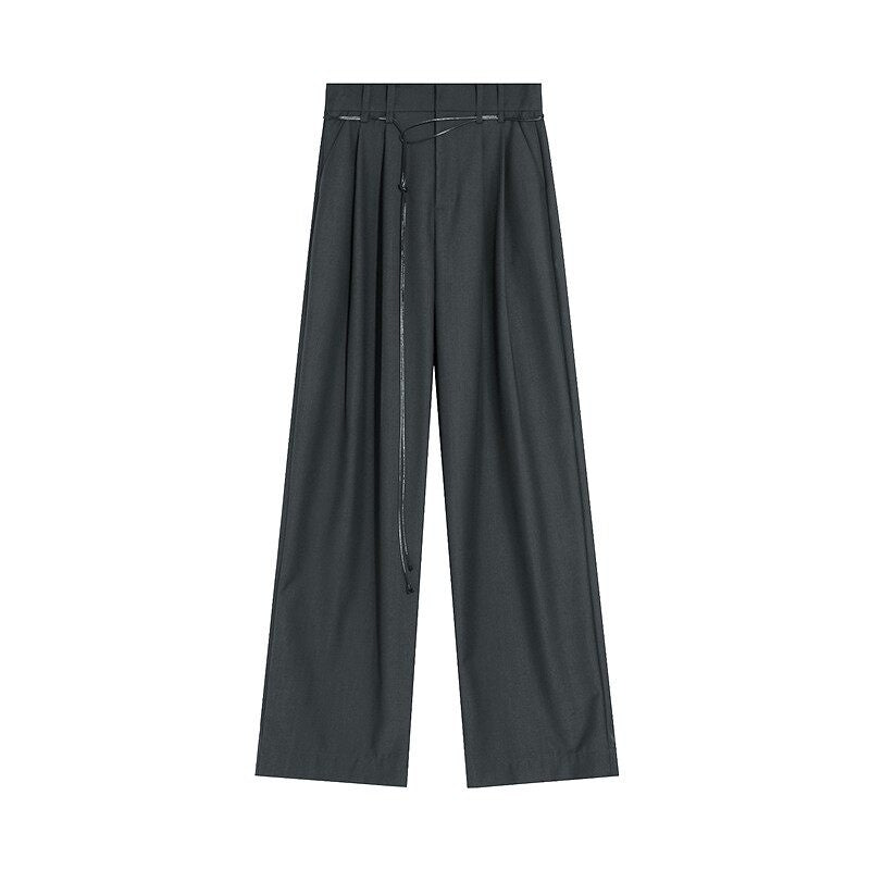 unspoken_Belted_Natural_Waist_Minimal_Office_Chic_Deep_Gray_Women_Wide_Leg_Pants_MISSTT