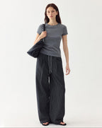 fano Cooling Lyocell Blend Korean Slim Short Sleeve Tee Basic Crop Tops