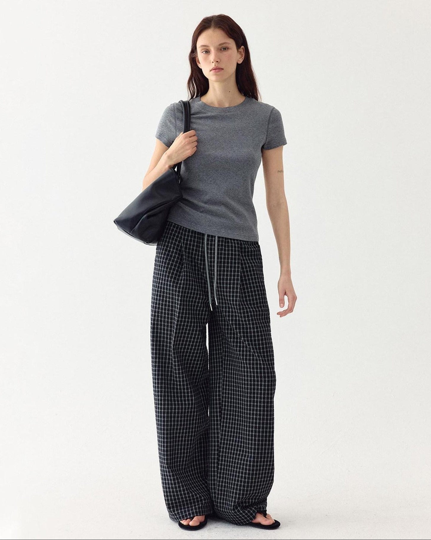 fano Cooling Lyocell Blend Korean Slim Short Sleeve Tee Basic Crop Tops