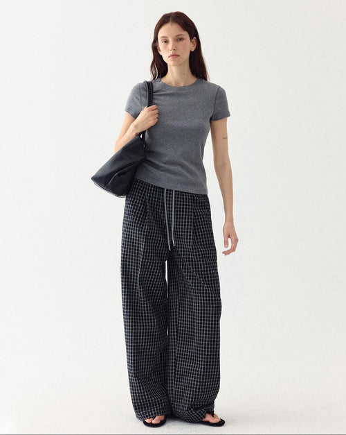 fano Cooling Lyocell Blend Korean Slim Short Sleeve Tee Basic Crop Tops