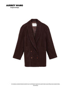 audreyyang Distressed Washed Pu Relaxed Midlength Blazer Collar Vintage Red Leather Jackets