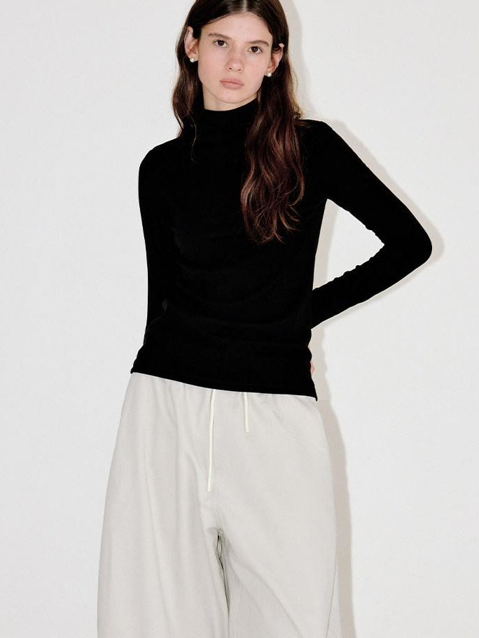 fano Viscose Silk Blend Slim Fit Half Open Collar Long Sleeve Women Knit Sweaters