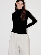 fano Viscose Silk Blend Slim Fit Half Open Collar Long Sleeve Women Knit Sweaters