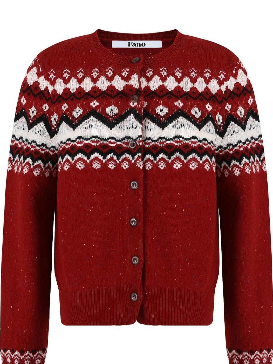 fano Warm Sheep Wool Jacquard Loose Korean Commuter Crewneck Red Women Cardigans