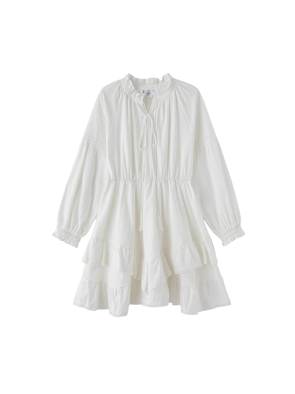 ikyou Non Fading V-neck Drawstring High Waist A Line Casual White Midi Dresses