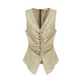 unspoken_Ruched_Soft_Viscose_Loose_Workwear_Women_Khaki_Solid_Off_Shoulder_Crop_Tops_MISSTT