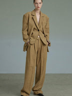 unspoken Wool Single Button Notched Lapel Loose Fit Rice Yellow Young Women Blazers