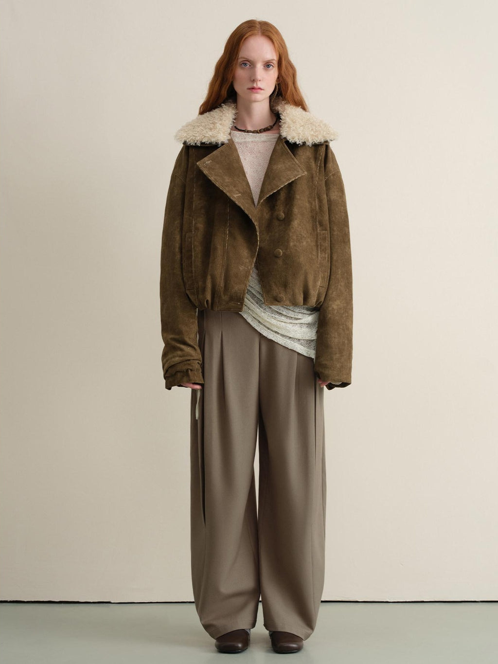 someone sometimes Stretch Pleated Casual Natural Waist Women Olive Green Zip Fly Wide Leg Pants