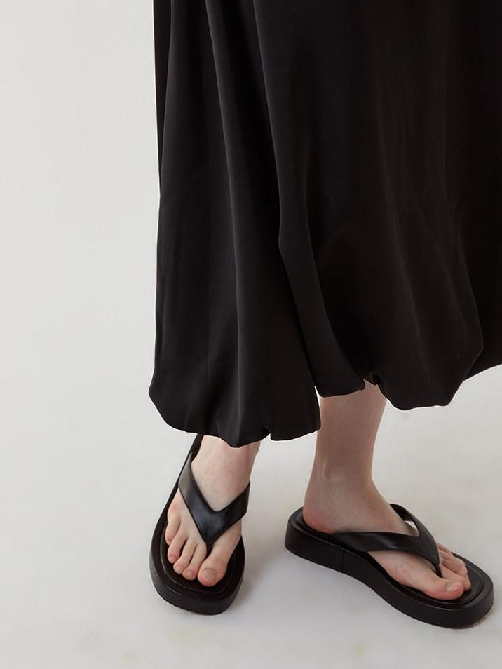 fano High Waist Minimalist Office A Line Short Sleeve Mock Neck Black Midi Dresses