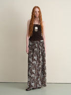 someonesometimes Lace Paisley Tie Mid Waist Relaxed H Line Casual Vacation Ladies Maxi Skirts