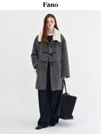 fano Lambswool Blend Single Breasted Loose Midlength Heather Gray Long Coats