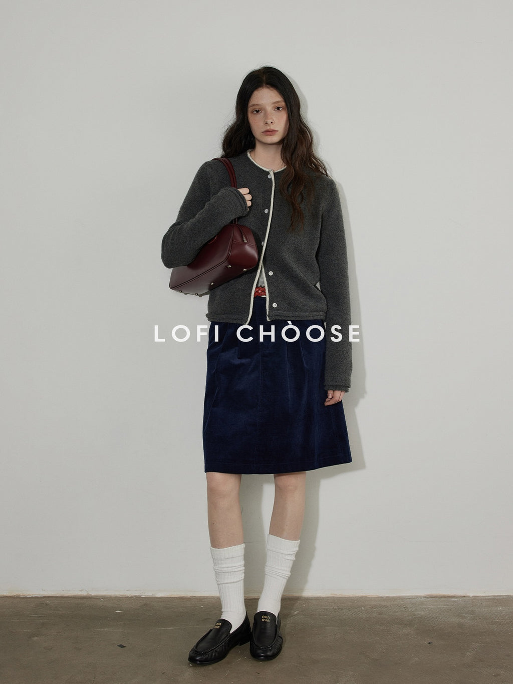 Lofi choose Cozy Contrast Trim Rolled Cuff Relaxed Fit Office Women Knit Button Cardigans