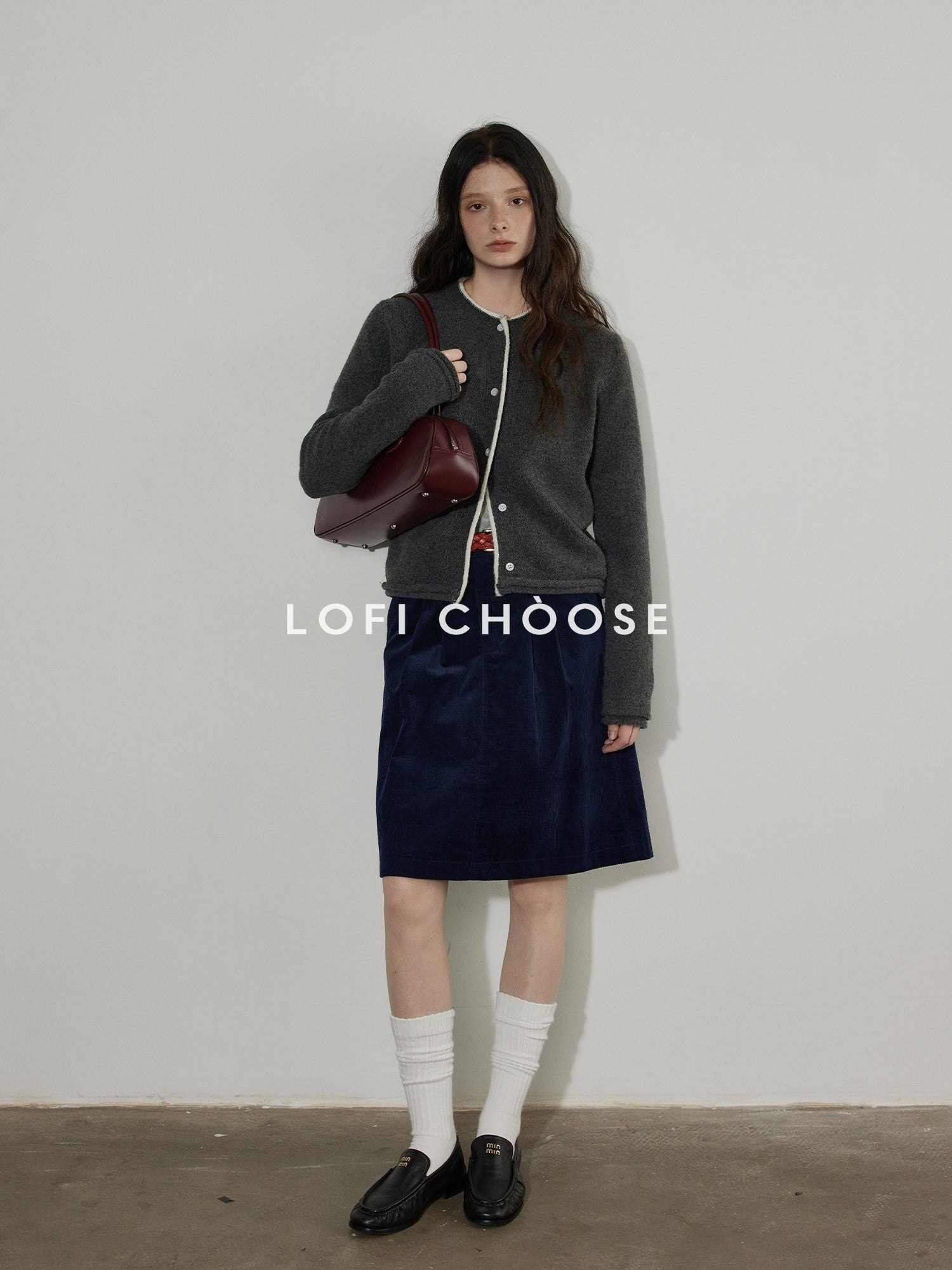 Lofi choose Cozy Contrast Trim Rolled Cuff Relaxed Fit Office Women Knit Button Cardigans