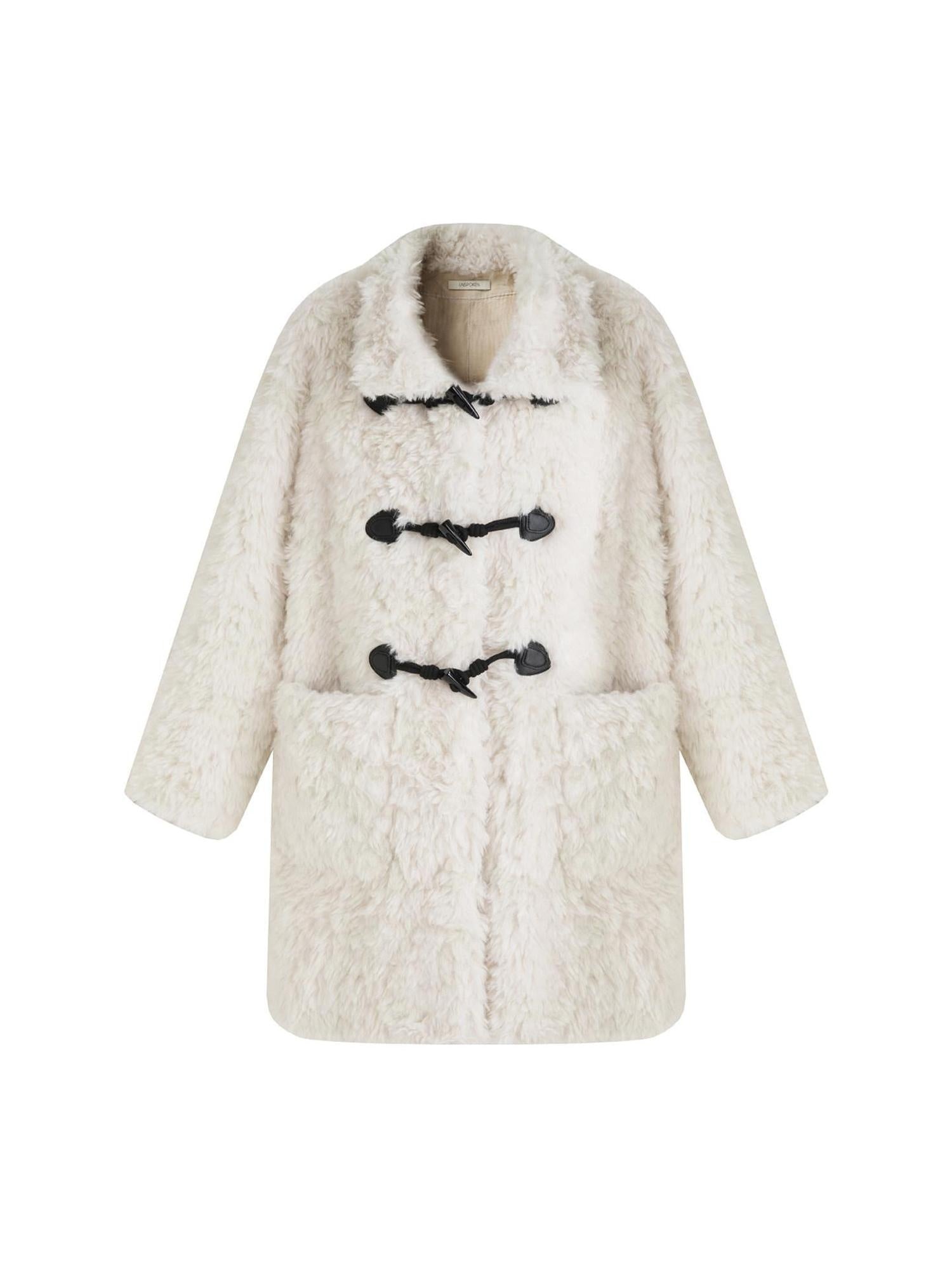 unspoken Warm Stand Collar Loose Mid Length Minimal Commuter Women Polyester Long Coats