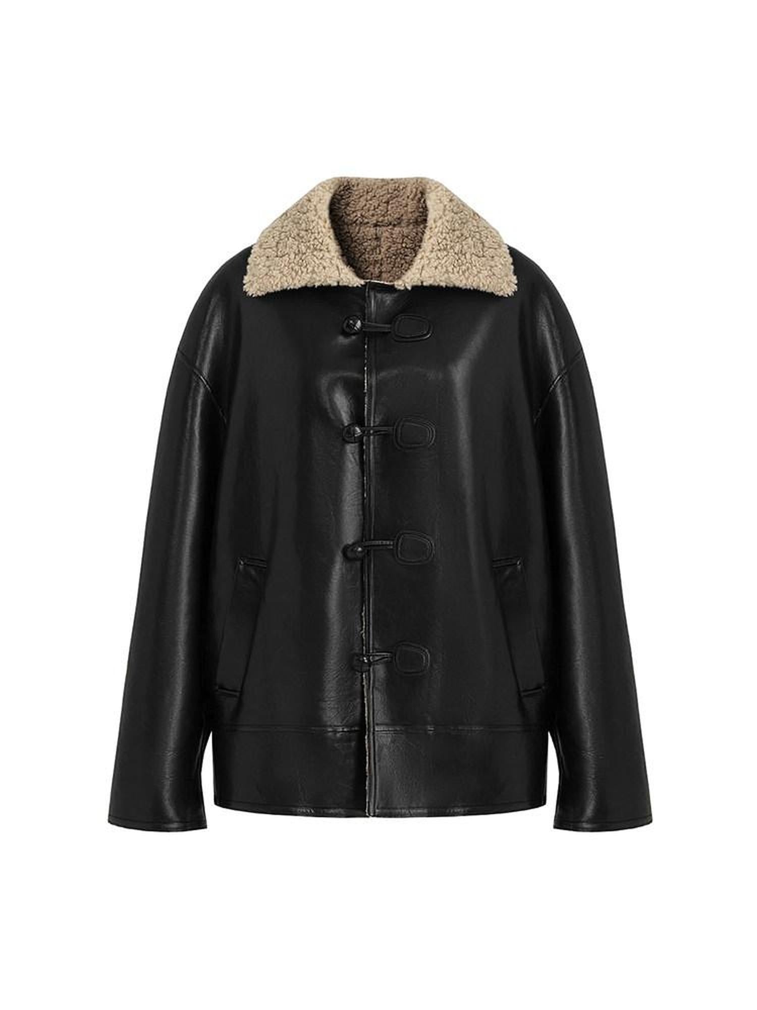 unspoken Minimalist Commuter Loose Fit Longsleeve Zip Women Black Leather Jackets
