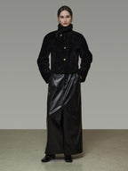 unspoken Warm Sculpted Tailoring Minimal Commuter Loose High Waist Wool Blend Short Coat