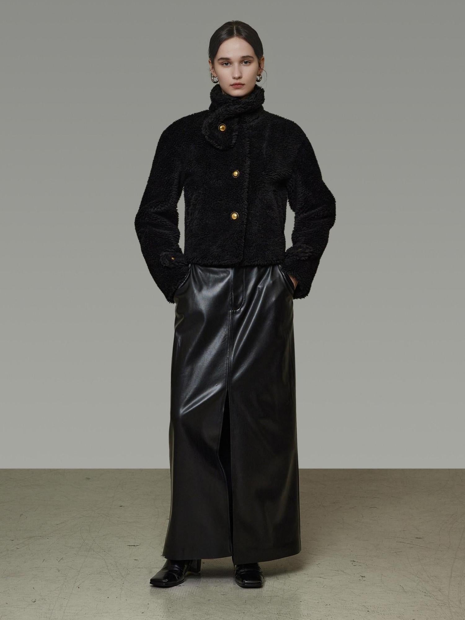 unspoken Warm Sculpted Tailoring Minimal Commuter Loose High Waist Wool Blend Short Coat