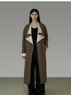 unspoken Minimalist Office Loose Longline Poly Blend Women Green Trench Coats