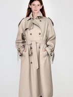 fano Mid Length Single Breasted Korean Commuter Straight Fit Solid Women Trench Coats