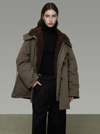 unspoken 90 Percent White Duck Down Hooded Loose Patchwork Cotton Warm Women Down Jackets