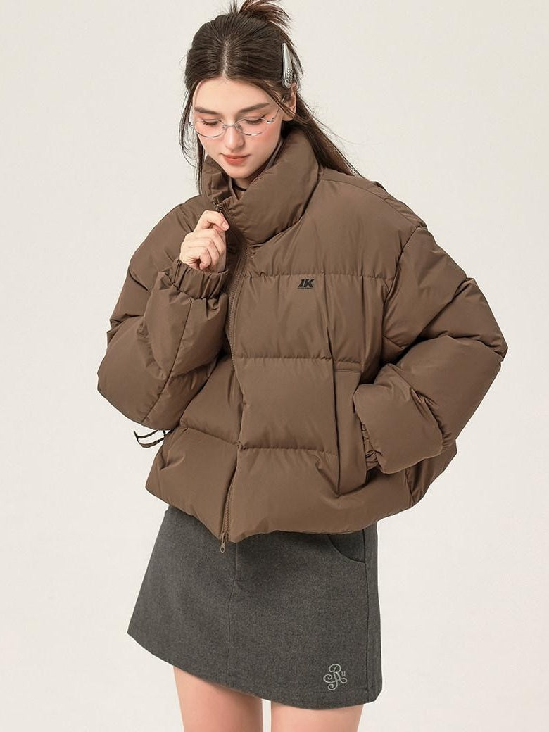 ikyou 90 Percent White Duck Down Memory Fabric Minimalist Straight Short Down Jackets