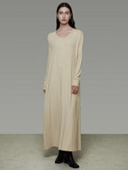 unspoken Non Fading Modal Cotton Long Sleeve Loose Waist Minimalist Commuter Maxi Dresses