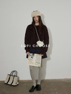 Lofi choose Cozy Thick Loose Fit Commuter Crewneck Knit Pullover Office Sweaters