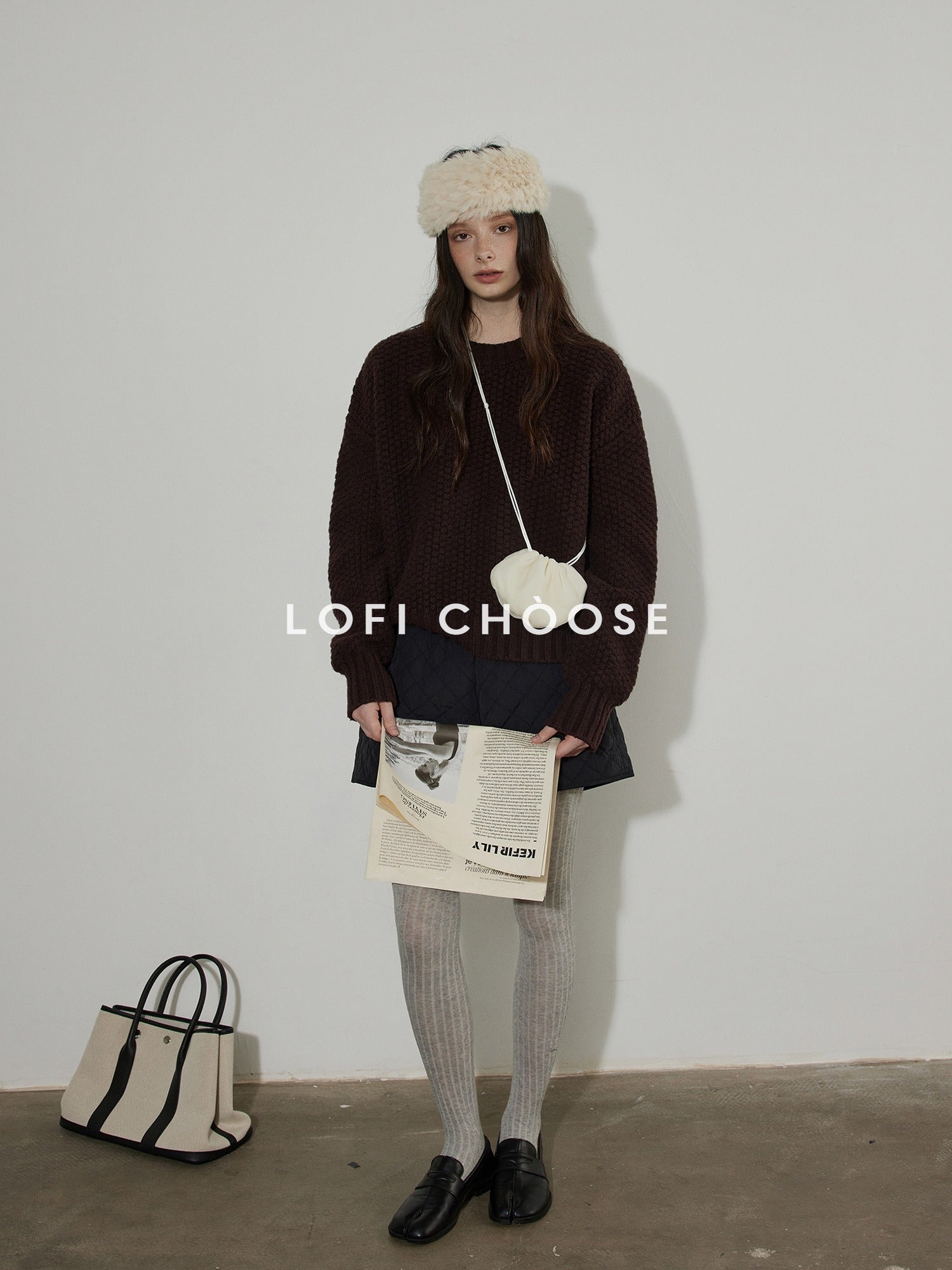 Lofi choose Cozy Thick Loose Fit Commuter Crewneck Knit Pullover Office Sweaters