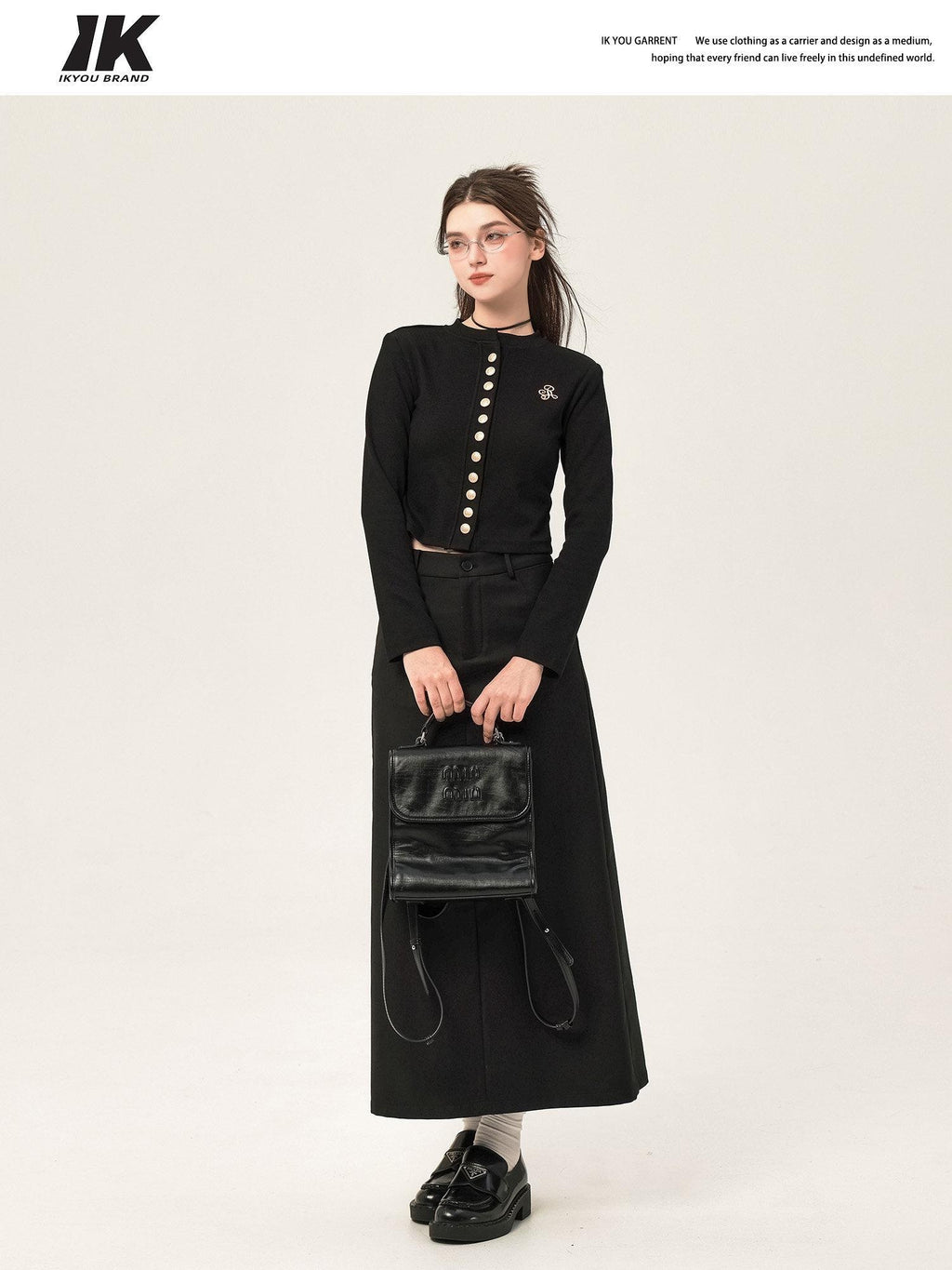 ikyou High Waist Embroidered A Line Back Slit Everyday Young Women Midi Skirts
