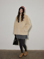Lofi choose Knit Wool Blend Zip Cardigan Loose Fit Office Gray Short Skirt Top & Skirt Sets