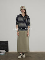 Lofi choose Hooded Zip Cardigan Loose Fit Long Sleeve Workwear Light Green Top & Skirt Sets