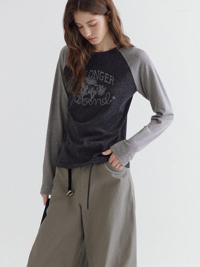 fano Soft Polyester Cotton Printed Raglan Neck Women Office Long Sleeve Crop Tops