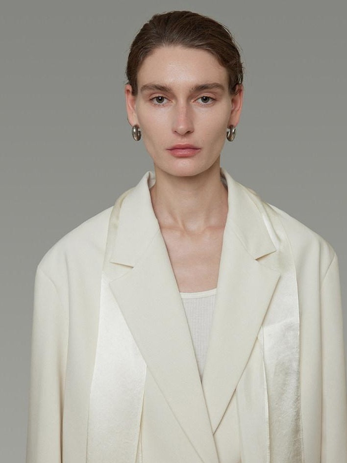 unspoken Warm Minimalist Oversized Ribbon Tie Lapel Long Sleeve Women Blazers