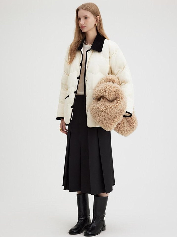 fano 90 Percent White Duck Down Minimal Commuter Straight Colorblock Down Jackets