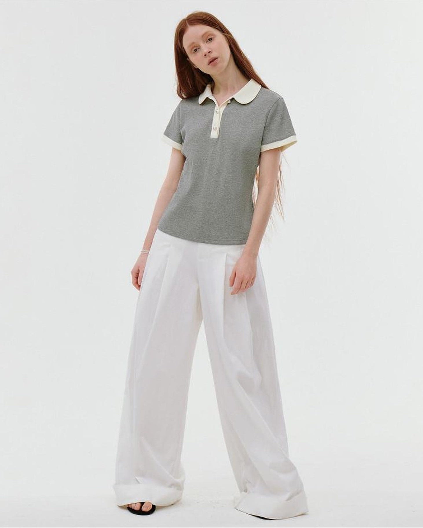 fano Stretch Cotton Henley Neck Korean Straight Heather Gray Short Sleeve T-Shirts