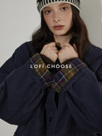 Lofi choose Warm Thick Cotton Commuter Loose Fit Single Breasted Button Front Puffer Jackets