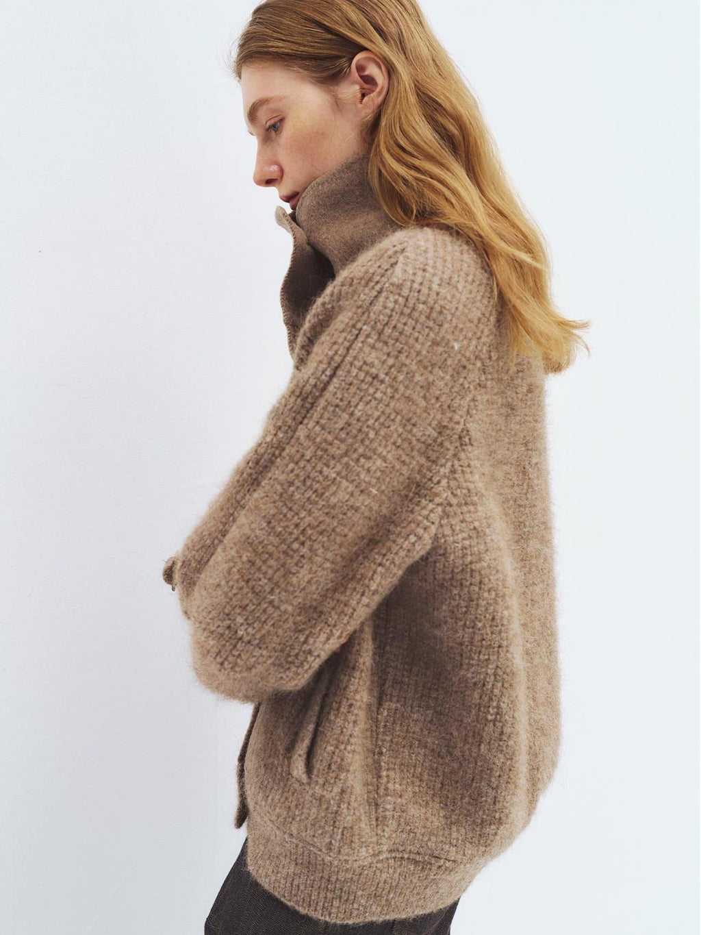 someonesometimes Alpaca Blend Double Breasted Casual Loose Fit Women Lapel Dusty Camel Short Coat