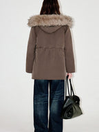 fano Warm 90% White Duck Down Korean Straight Mid Women Red Brown Collar Down Jackets