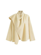 unspoken Minimal Commuter Short Straight Fit Women Cream Yellow S M Wool Coats