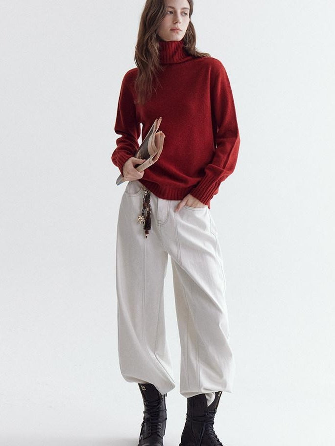 fano Cozy 100% Wool Turtleneck Casual Regular Fit Young Women Pullover Sweaters