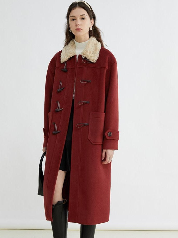 fano Warm Thick Mid Length Stand Collar Straight Commuter Young Women Wool Coats