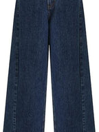 fano Deep Blue Natural Waist Relaxed Casual Zip Fly No Stretch Wide Leg Jeans