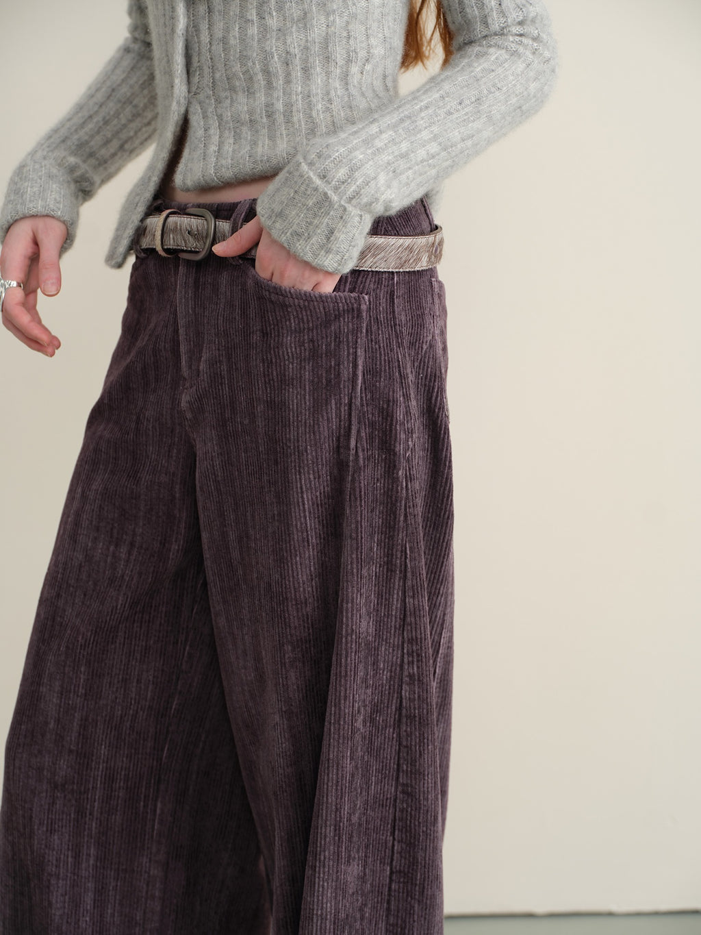 someonesometimes Washed Cotton Vintage Balloon Natural Waist Casual Women Purple Pants
