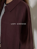 Lofi choose Breathable Cotton Loose Fit Lapel Collar Button Long Sleeve Office Women Shirts