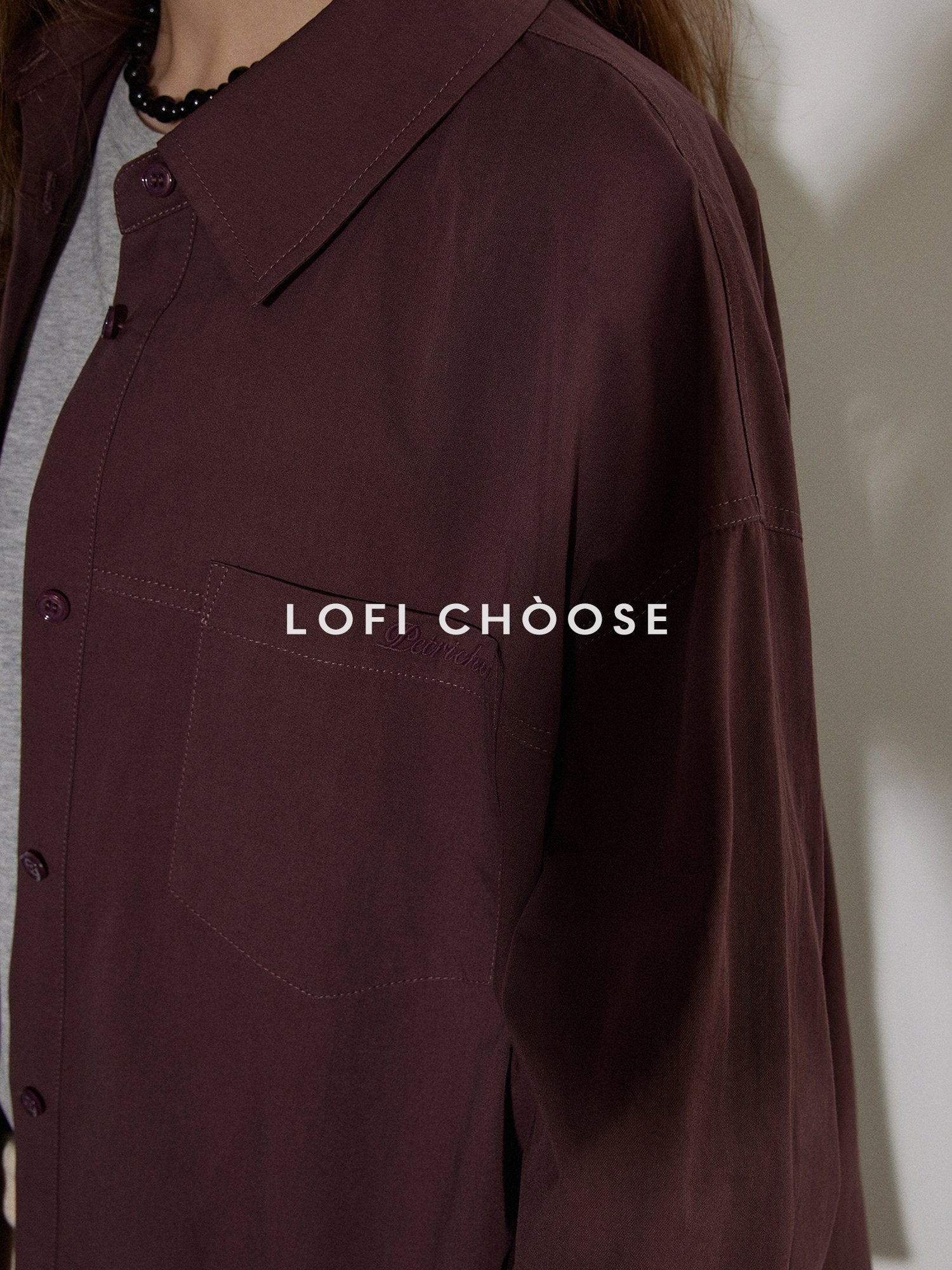 Lofi choose Breathable Cotton Loose Fit Lapel Collar Button Long Sleeve Office Women Shirts
