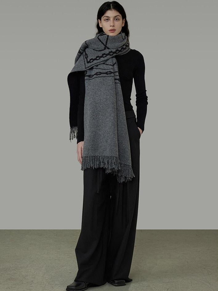 unspoken Cozy Double Sided Geometric Long Rectangular Warm Women Youth Polyester Scarves